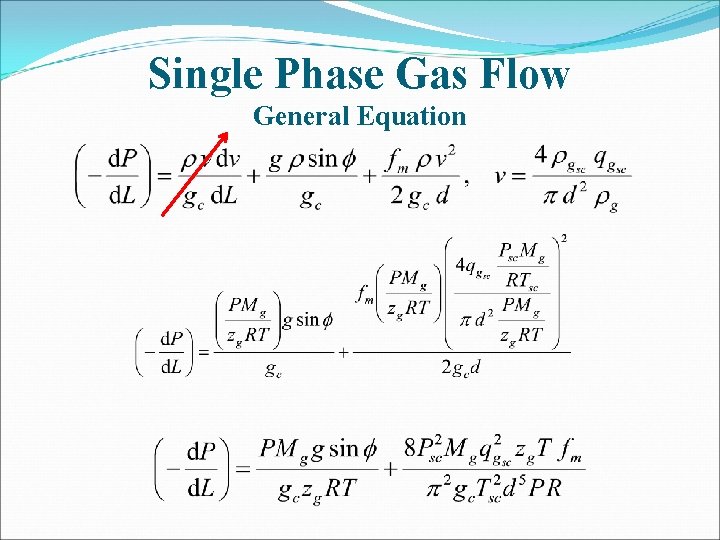 Single Phase Gas Flow General Equation 