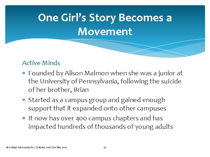 One Girl’s Story Becomes a Movement Active Minds Founded by Alison Malmon when she