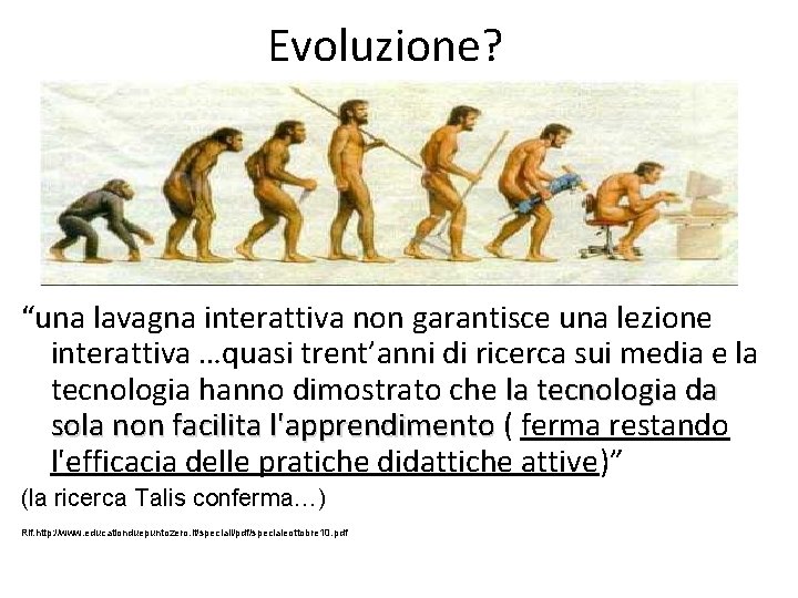 Evoluzione? “una lavagna interattiva non garantisce una lezione interattiva …quasi trent’anni di ricerca sui