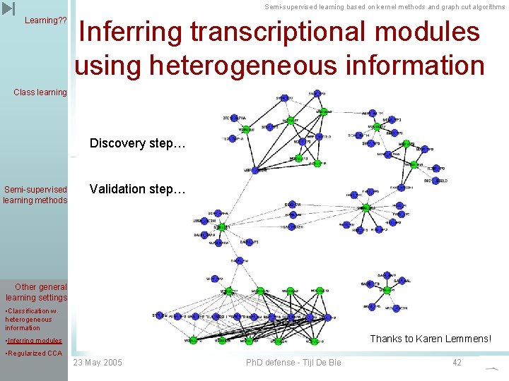 Semi-supervised learning based on kernel methods and graph cut algorithms Learning? ? Inferring transcriptional