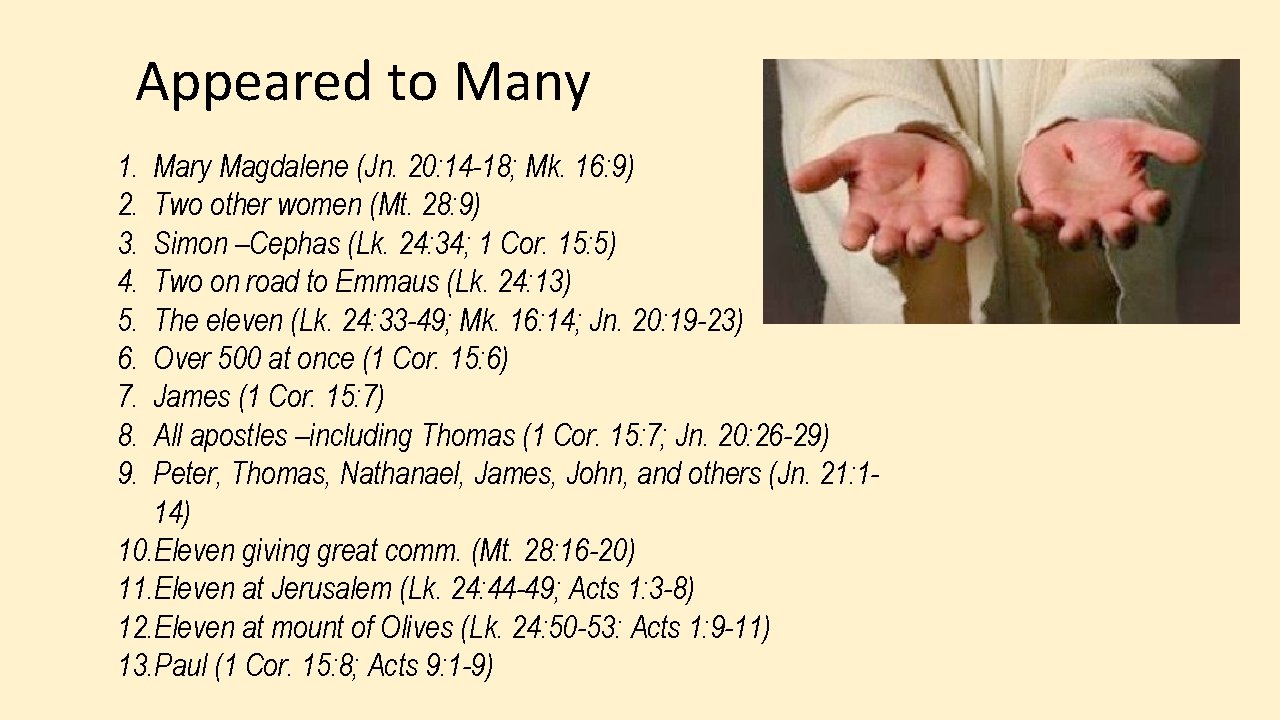 Appeared to Many 1. 2. 3. 4. 5. 6. 7. 8. 9. Mary Magdalene