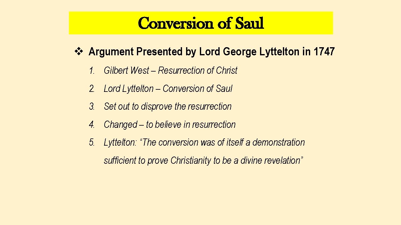 Conversion of Saul v Argument Presented by Lord George Lyttelton in 1747 1. Gilbert