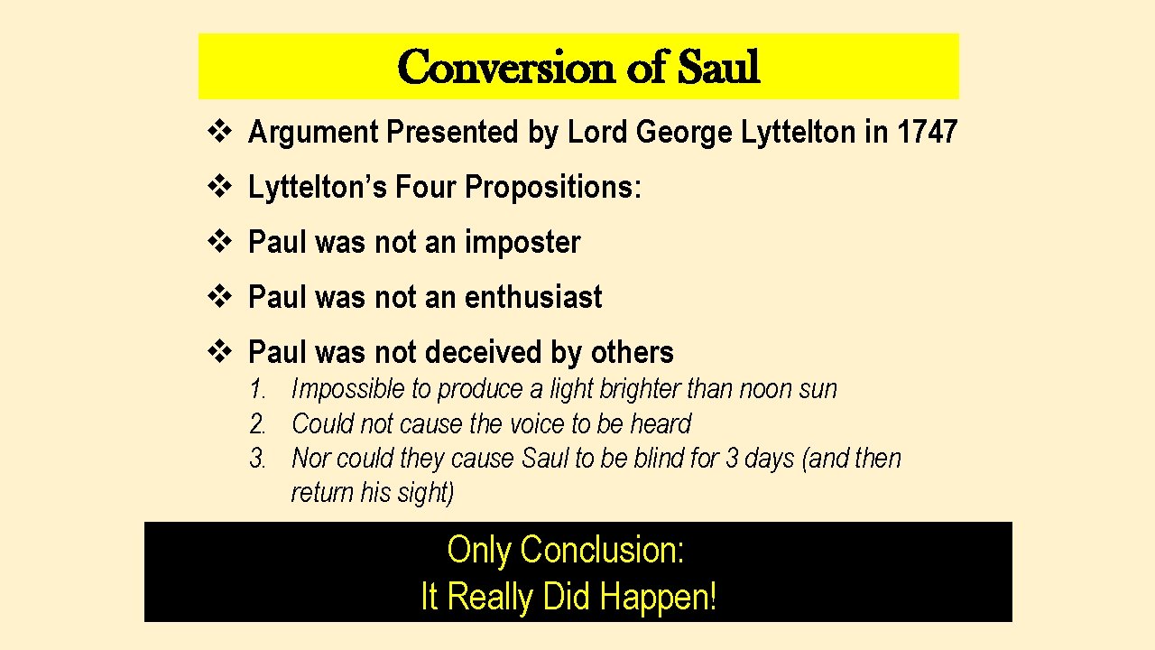 Conversion of Saul v Argument Presented by Lord George Lyttelton in 1747 v Lyttelton’s