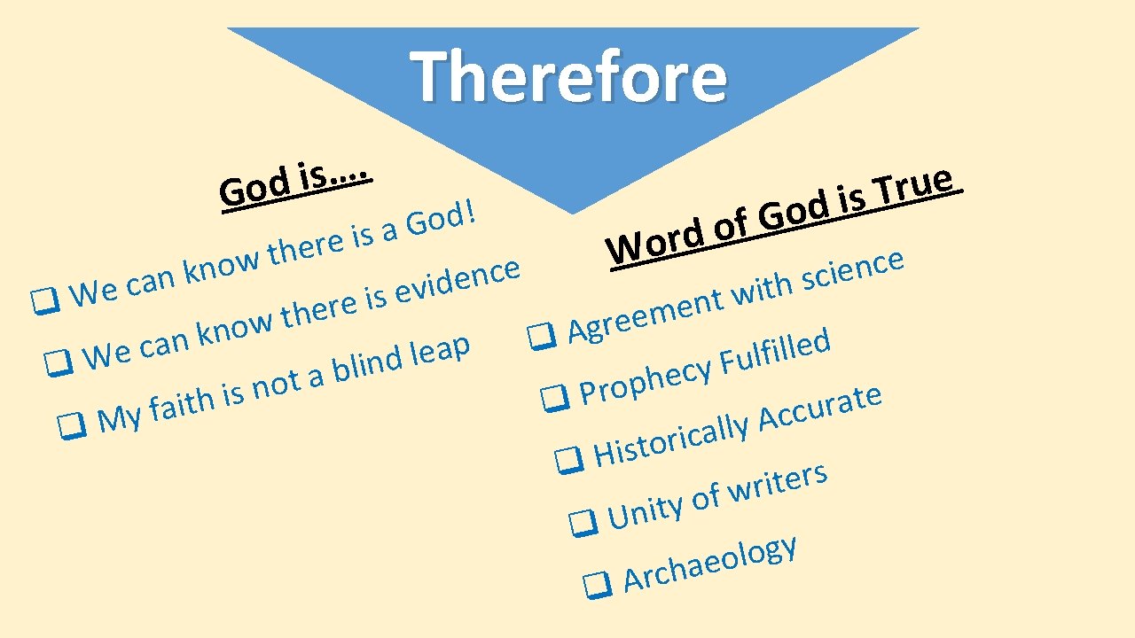 Therefore. … s i God e u r T s i d ! o