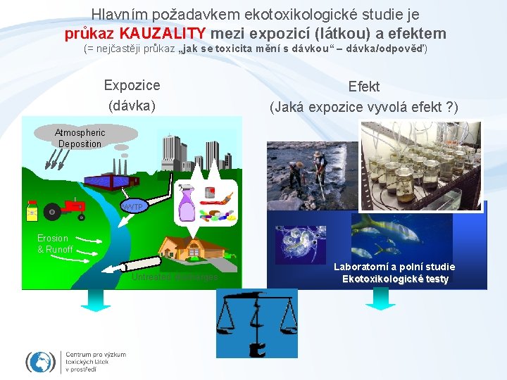 Hlavním požadavkem ekotoxikologické studie je průkaz KAUZALITY mezi expozicí (látkou) a efektem (= nejčastěji