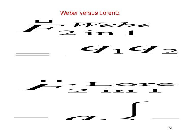 Weber versus Lorentz 23 