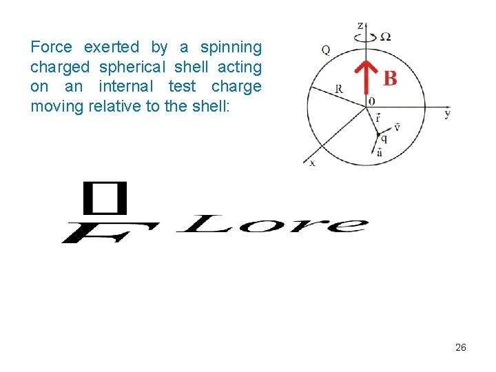 Force exerted by a spinning charged spherical shell acting on an internal test charge