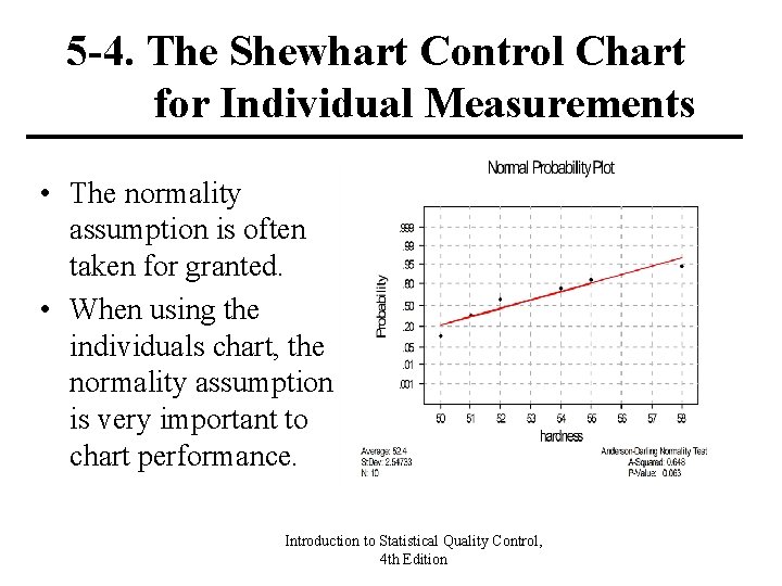 5 -4. The Shewhart Control Chart for Individual Measurements • The normality assumption is 5 -4. The Shewhart Control Chart for Individual Measurements • The normality assumption is