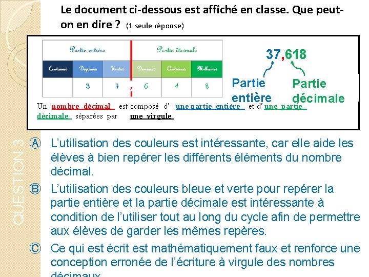 Le document ci-dessous est affiché en classe. Que peuton en dire ? (1 seule