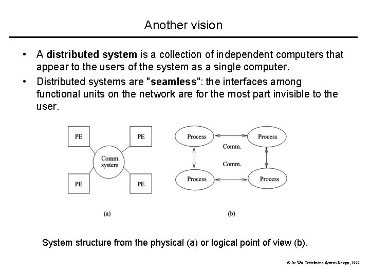 Another vision • A distributed system is a collection of independent computers that appear