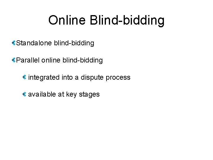 Online Blind-bidding Standalone blind-bidding Parallel online blind-bidding integrated into a dispute process available at