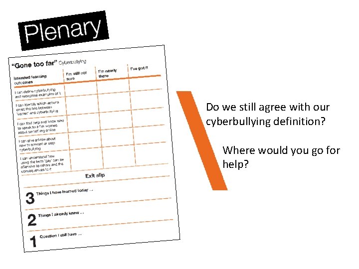Do we still agree with our cyberbullying definition? Where would you go for help?