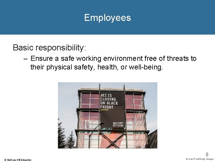 Employees Basic responsibility: – Ensure a safe working environment free of threats to their