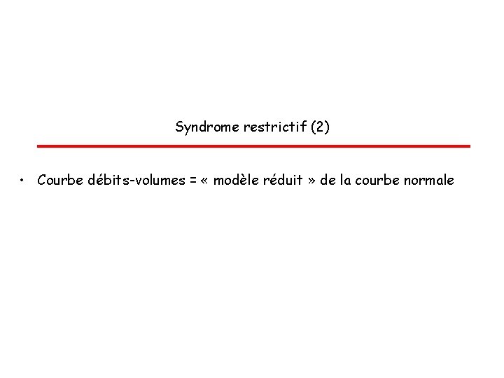 Syndrome restrictif (2) • Courbe débits-volumes = « modèle réduit » de la courbe