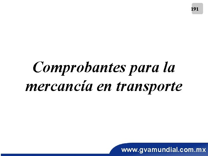 191 Comprobantes para la mercancía en transporte www. gvamundial. com. mx 