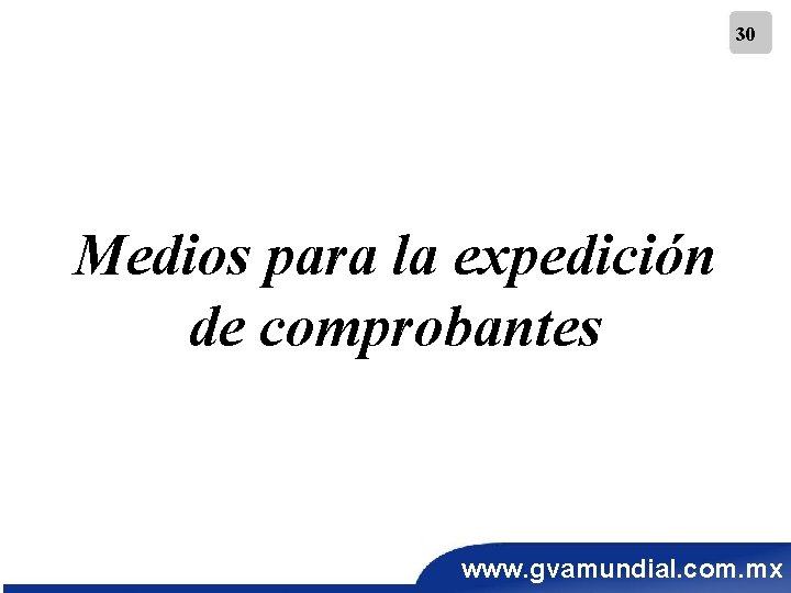 30 Medios para la expedición de comprobantes www. gvamundial. com. mx 