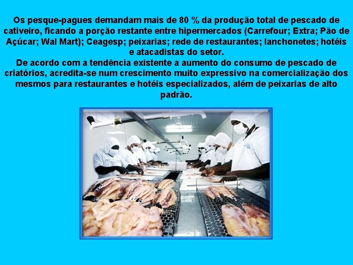 Os pesque-pagues demandam mais de 80 % da produção total de pescado de cativeiro,
