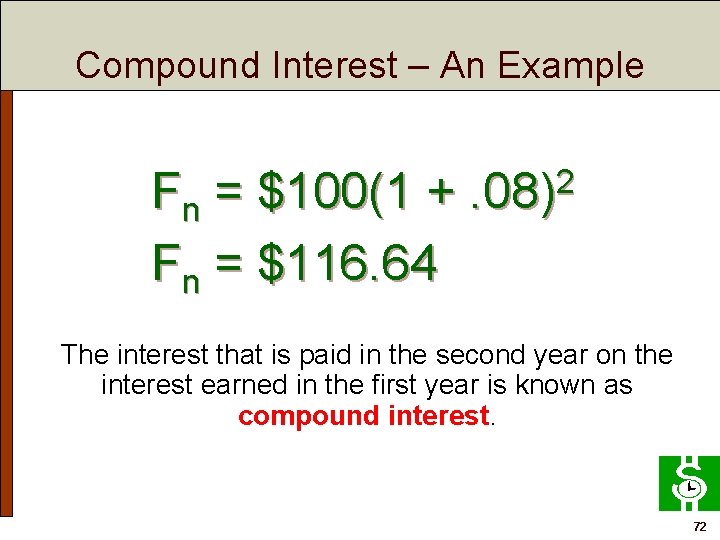 Compound Interest – An Example Fn = $100(1 + Fn = $116. 64 2.