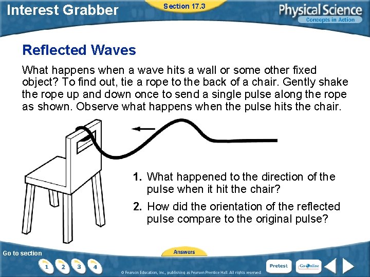 Interest Grabber Section 17. 3 Reflected Waves What happens when a wave hits a