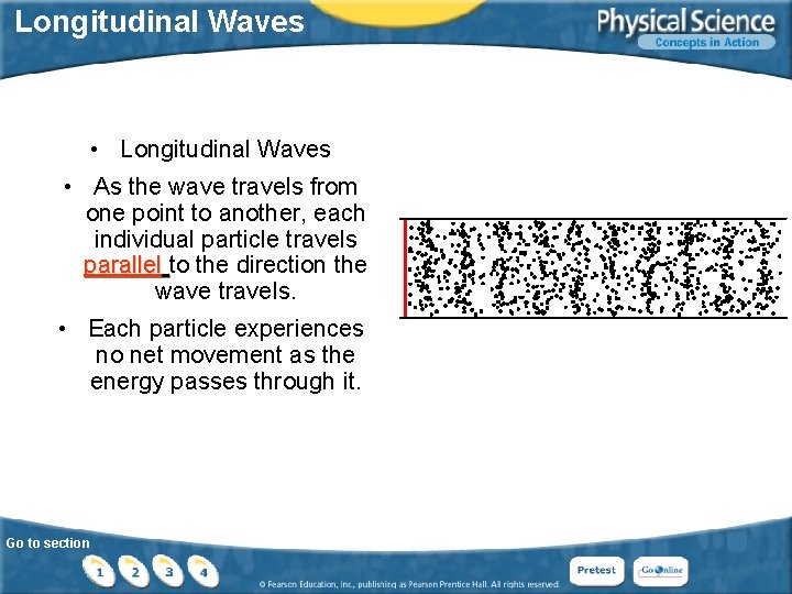 Longitudinal Waves • Longitudinal Waves • As the wave travels from one point to
