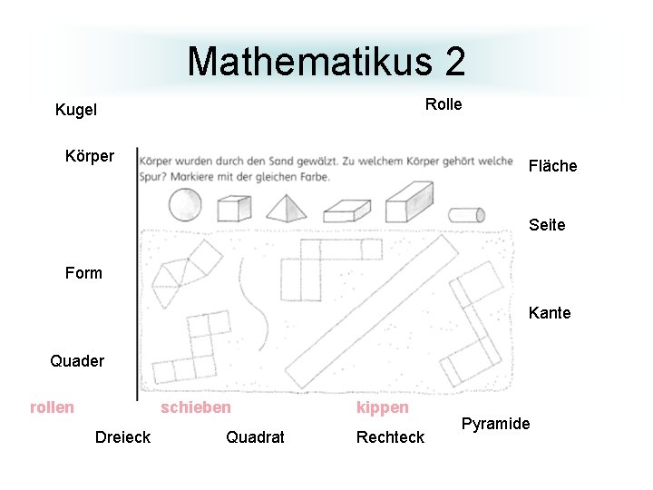 Mathematikus 2 Rolle Kugel Körper Fläche Seite Form Kante Quader rollen schieben Dreieck Quadrat