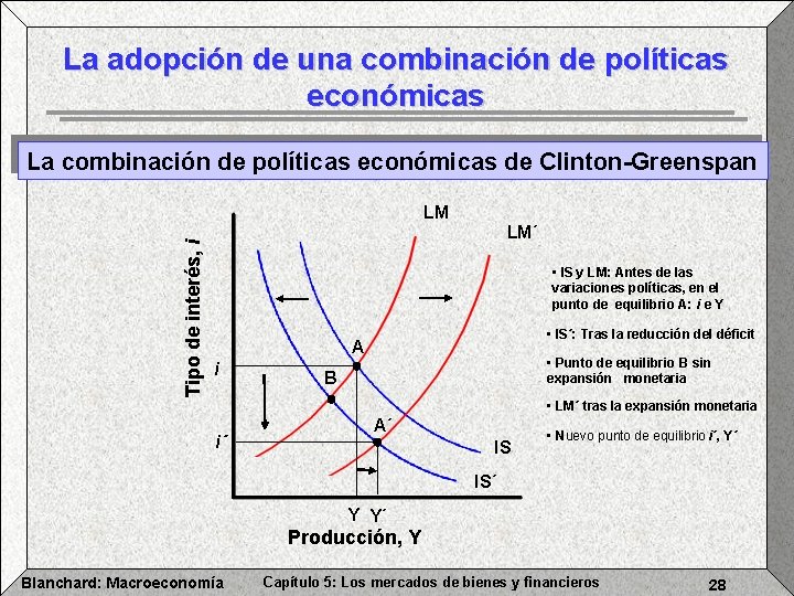 La adopción de una combinación de políticas económicas La combinación de políticas económicas de