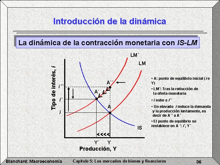 Introducción de la dinámica La dinámica de la contracción monetaria con IS-LM LM´ Tipo