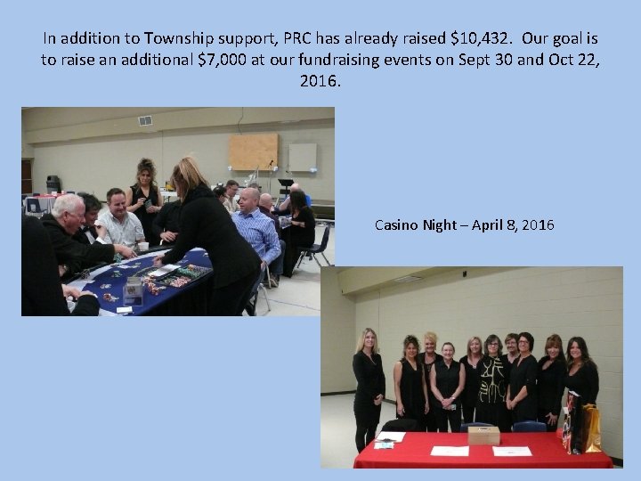 In addition to Township support, PRC has already raised $10, 432. Our goal is