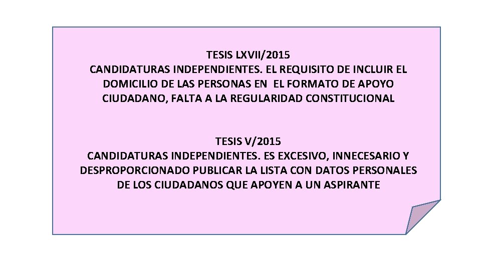 TESIS LXVII/2015 CANDIDATURAS INDEPENDIENTES. EL REQUISITO DE INCLUIR EL DOMICILIO DE LAS PERSONAS EN