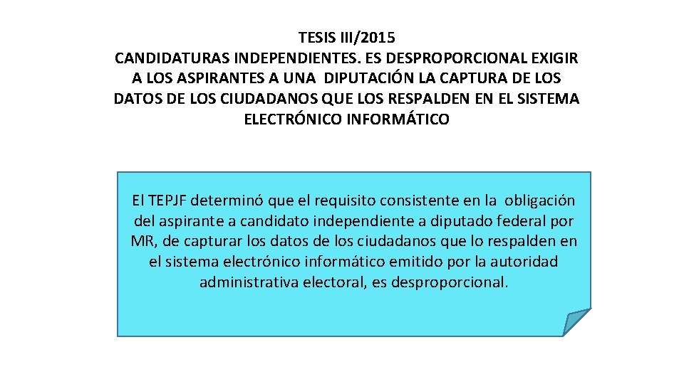 TESIS III/2015 CANDIDATURAS INDEPENDIENTES. ES DESPROPORCIONAL EXIGIR A LOS ASPIRANTES A UNA DIPUTACIÓN LA