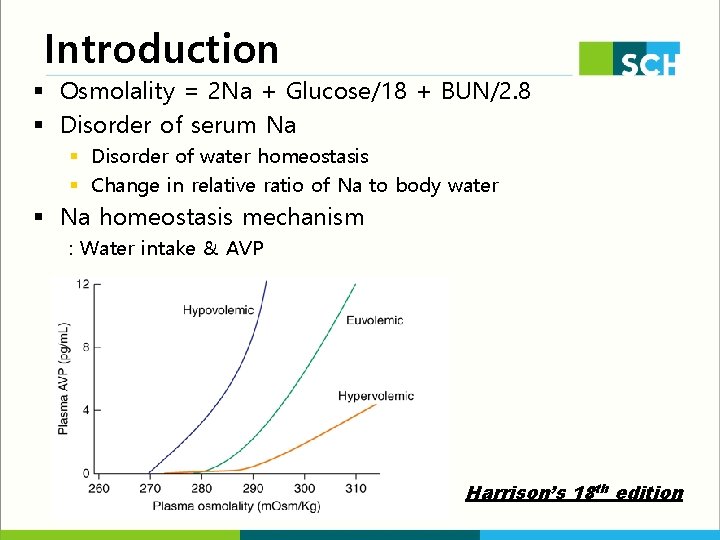 Introduction § Osmolality = 2 Na + Glucose/18 + BUN/2. 8 § Disorder of