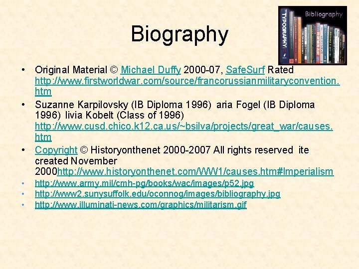 Biography • Original Material © Michael Duffy 2000 -07, Safe. Surf Rated http: //www.