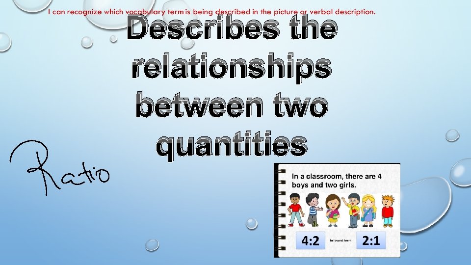 Describes the relationships between two quantities 