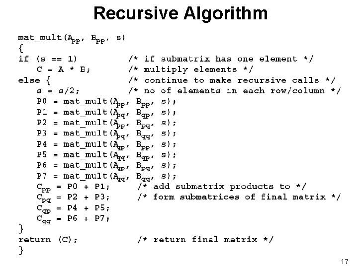 Recursive Algorithm 17 