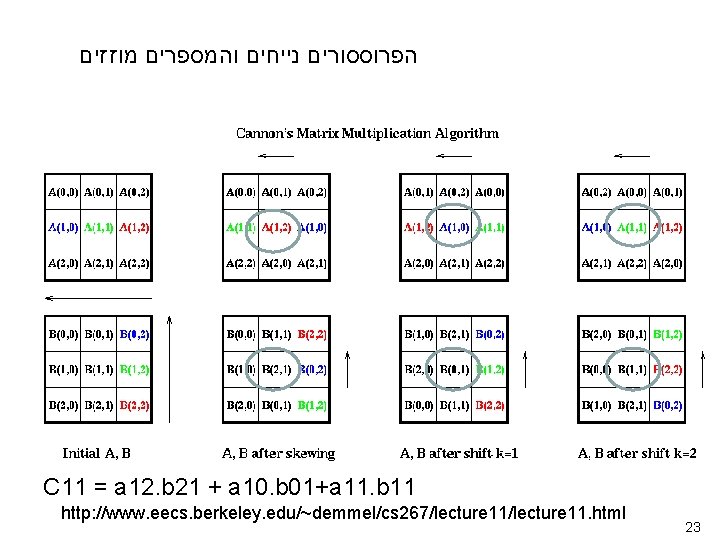  הפרוססורים נייחים והמספרים מוזזים C 11 = a 12. b 21 + a