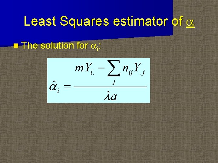 Least Squares estimator of a n The solution for ai: 