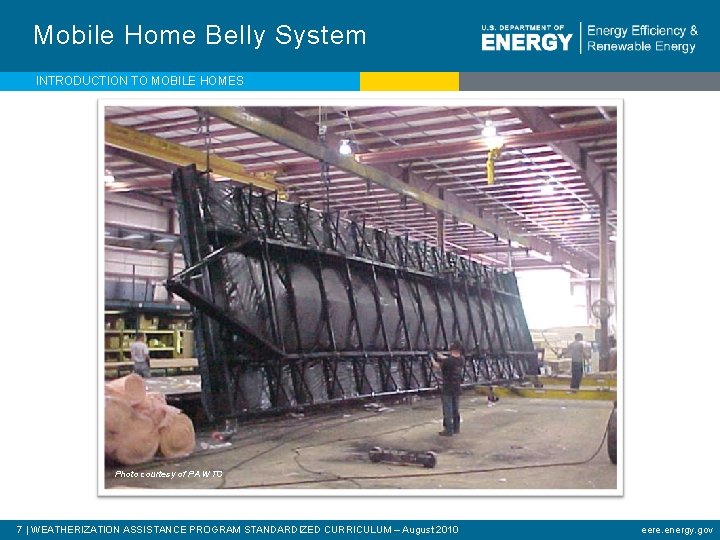 Mobile Home Belly System INTRODUCTION TO MOBILE HOMES Photo courtesy of PA WTC 7