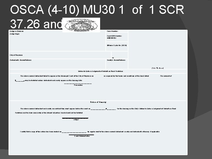 OSCA (4 -10) MU 30 1 of 1 SCR 37. 26 and 37. 27