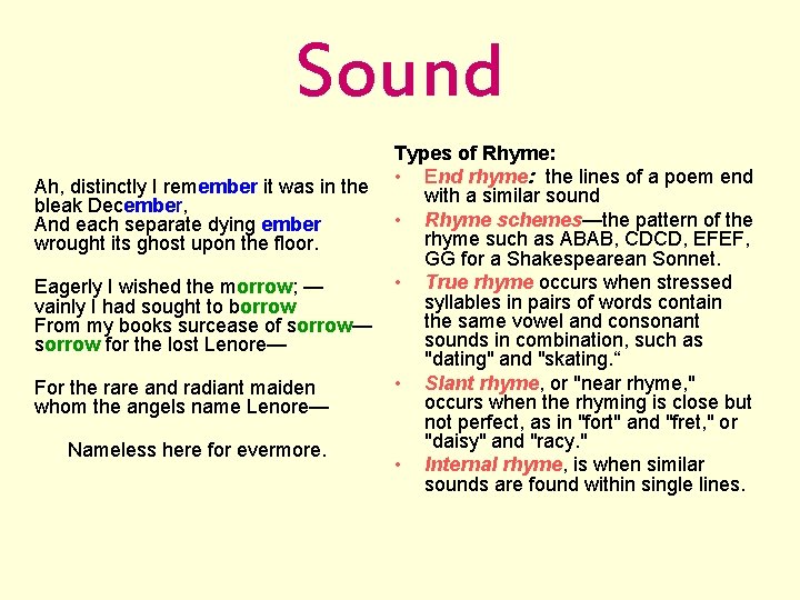 Sound Ah, distinctly I remember it was in the bleak December, And each separate