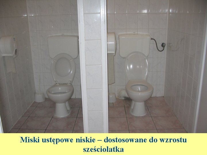 Miski ustępowe niskie – dostosowane do wzrostu sześciolatka 