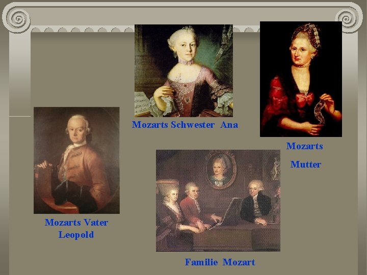 Mozarts Schwester Ana Mozarts Mutter Mozarts Vater Leopold Familie Mozart 