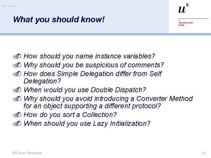 ST — xxx What you should know! How should you name instance variables? Why