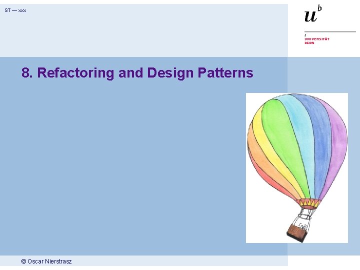 ST — xxx 8. Refactoring and Design Patterns © Oscar Nierstrasz 