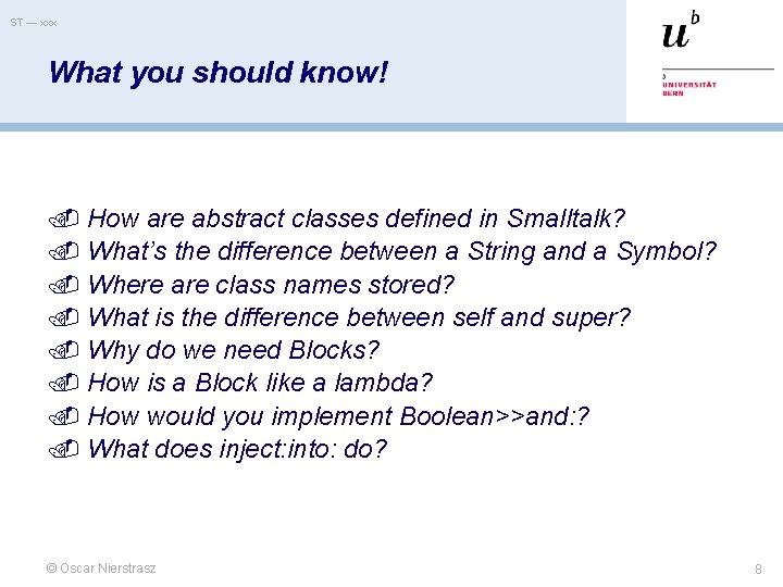 ST — xxx What you should know! How are abstract classes defined in Smalltalk?