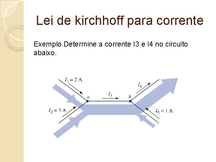 Lei de kirchhoff para corrente Exemplo. Determine a corrente I 3 e I 4