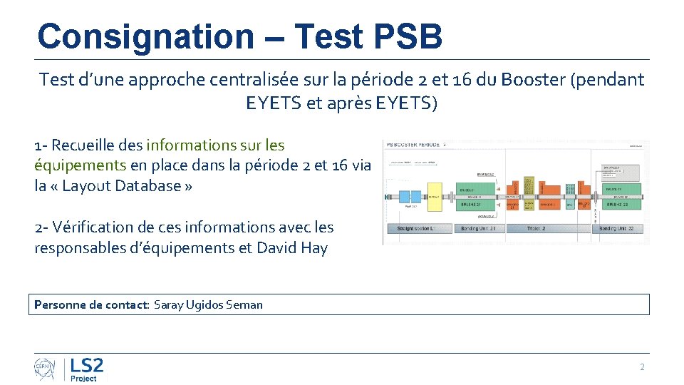 Consignation – Test PSB Test d’une approche centralisée sur la période 2 et 16