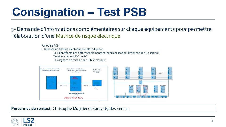 Consignation – Test PSB 3 - Demande d’informations complémentaires sur chaque équipements pour permettre