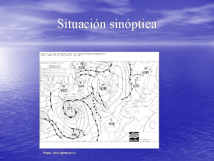 Situación sinóptica Fuente: www. infomet. fcr. es 