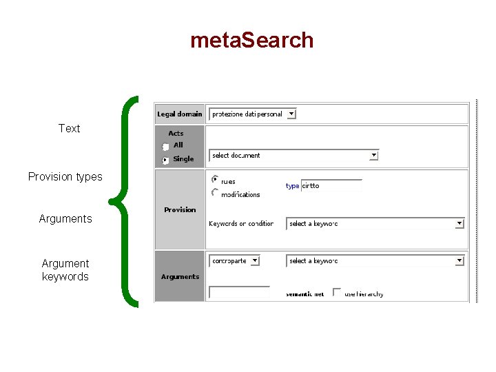 meta. Search Text Provision types Argument keywords 