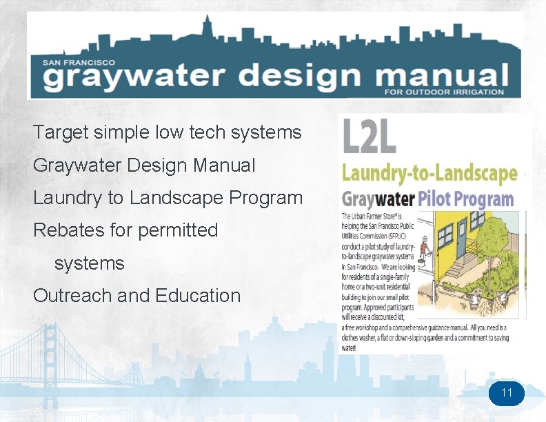 Target simple low tech systems Graywater Design Manual Laundry to Landscape Program Rebates for